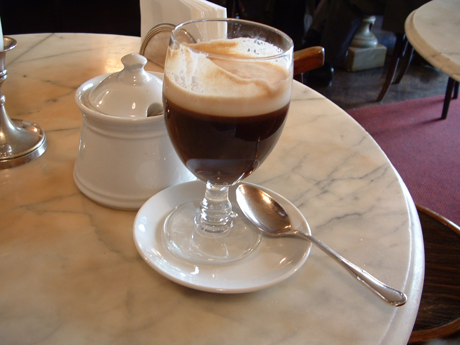 A source-identified Bicerin serving. Layer order and cream texture may differ from the attributed Eataly home recipe.