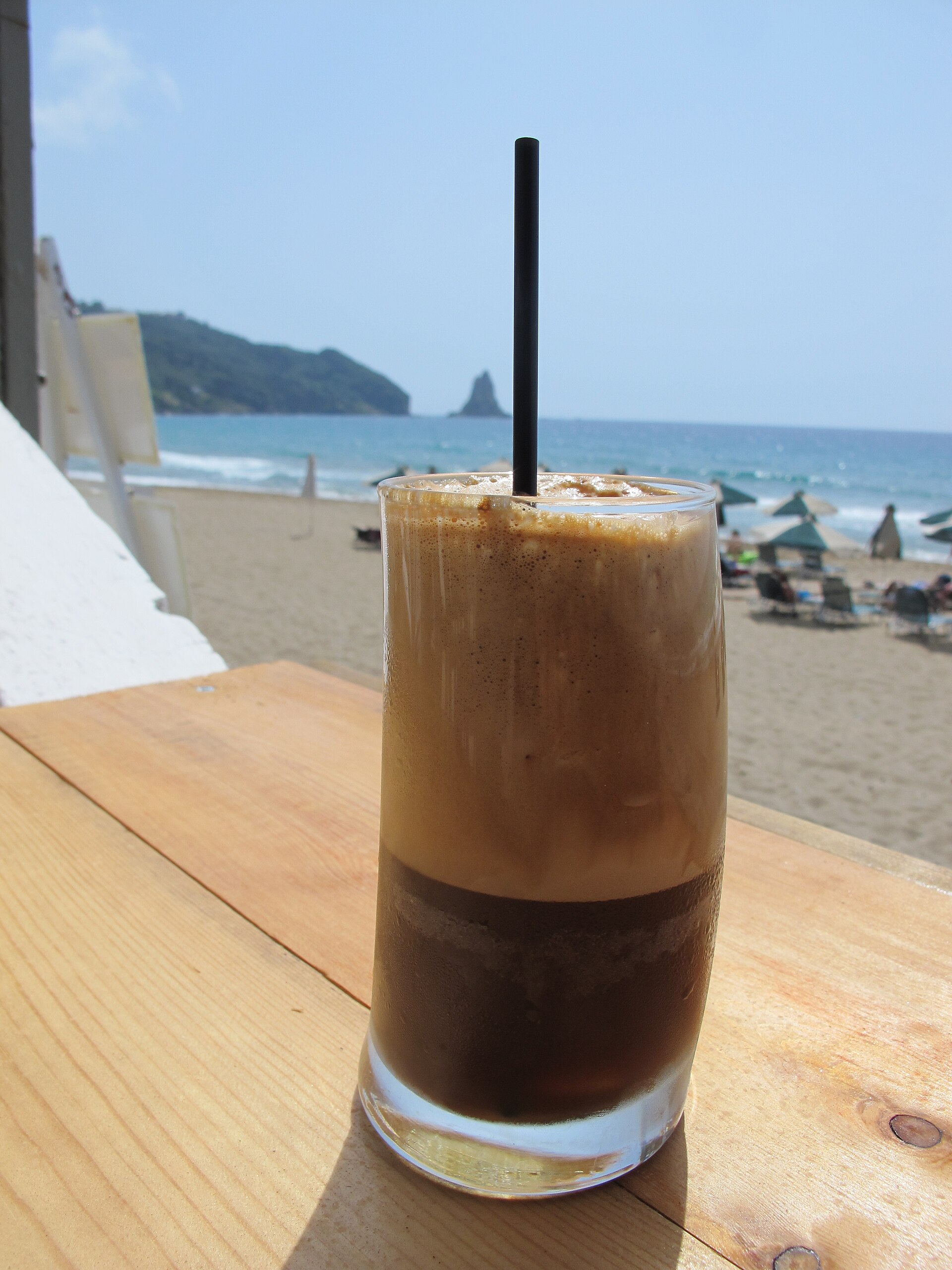 Greek frappé photographed by Kritzolina. Milk use and ingredient quantities are not documented.